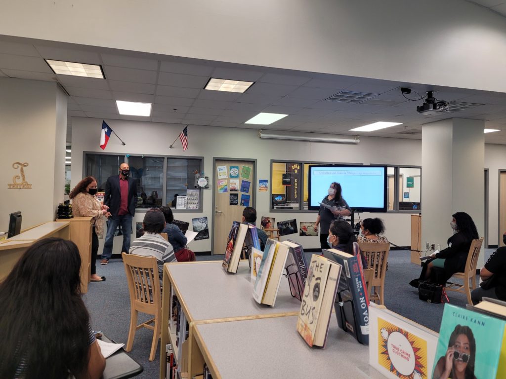 Parents meeting with Mrs. Ocanas, Mr. Meche, and Ms. Carmona.
